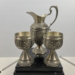 Vintage‎ SKS Zinn Pewter Goblet Vase Set German Renaissance Medieval Halloween